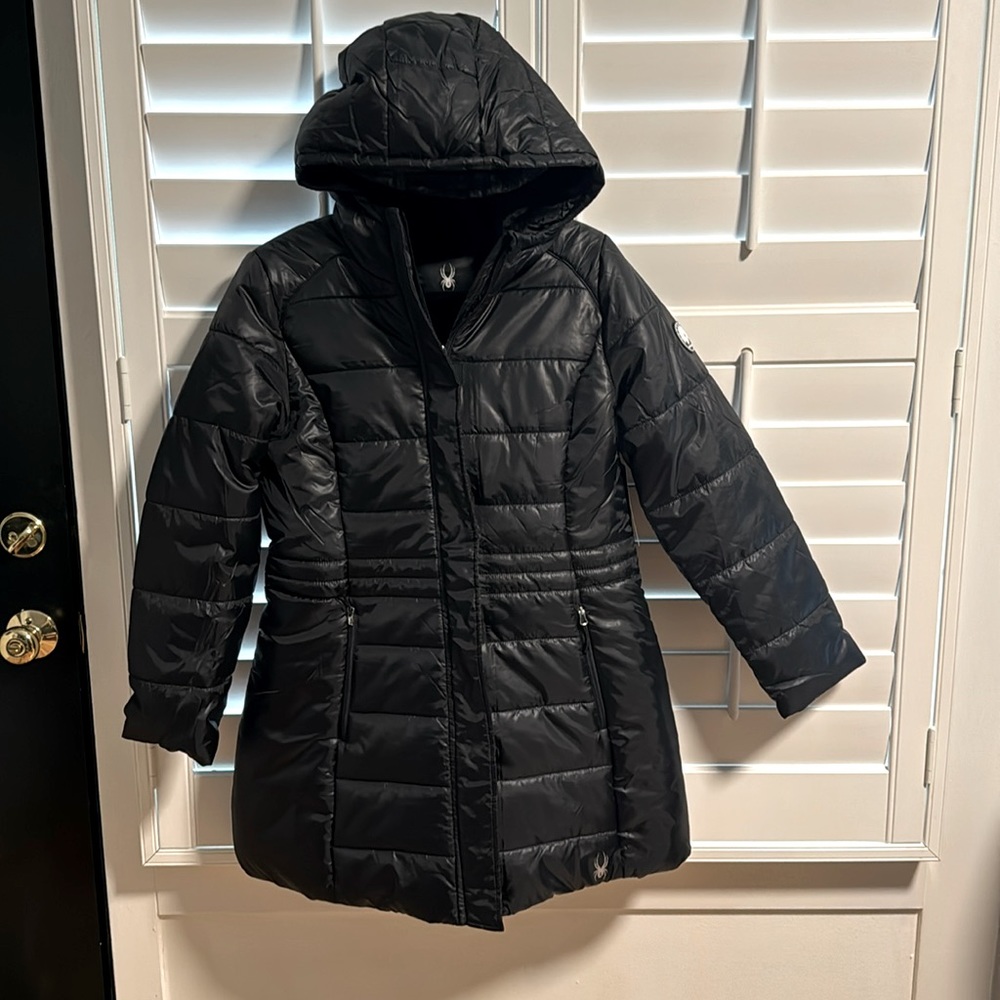 Spyder black puffer coat, faux fur lined, brand new!!!!